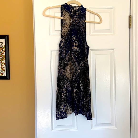 SALE Free People Slip Dress Blue Bandana Size XS - Picture 4 of 9